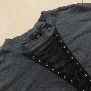 Lace Up Front T- Shirt Dress
